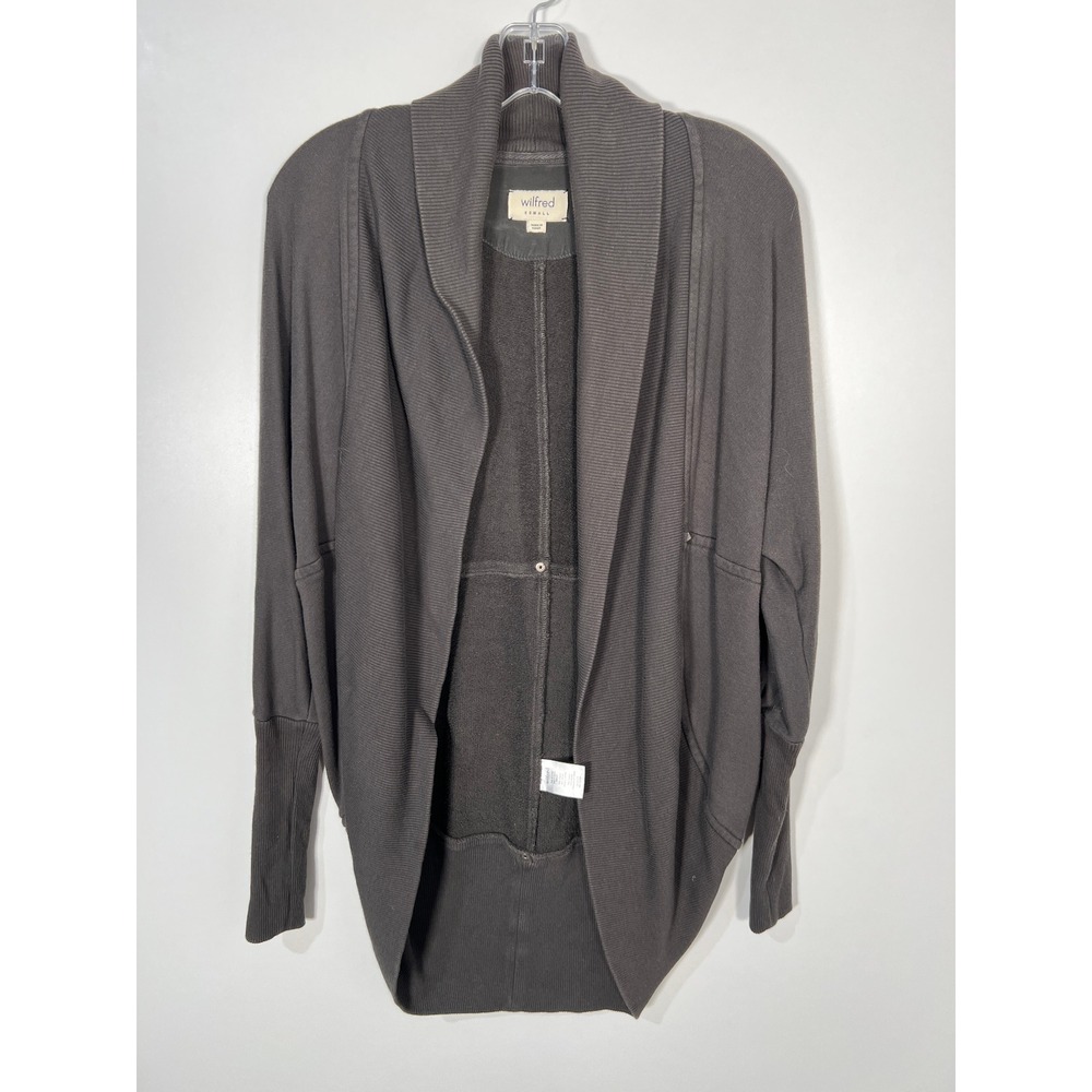 Y2K Wilfred Aritzia Shawl Collar Cocoon Cardigan Charcoal Grey Cotton Blend XS
